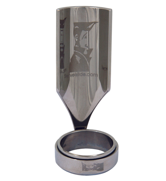 This guitar slide allows you to use all your fingers and never sacrifice transition time. Its one-of-a-kind dual ring design allows the slide to swivel 360 degrees. Made from Stainless Steel.